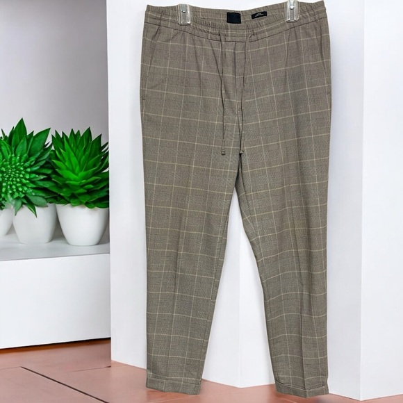 H&M Men’s Plaid Slim Fit Pull On Cuffed Pants - Picture 3 of 16